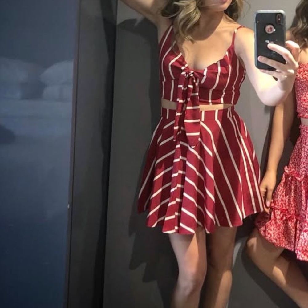 Garnet and white matching set